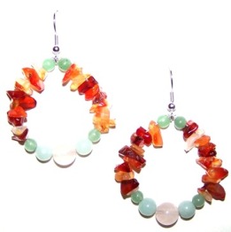 These earrings feature Carnelian Chips!