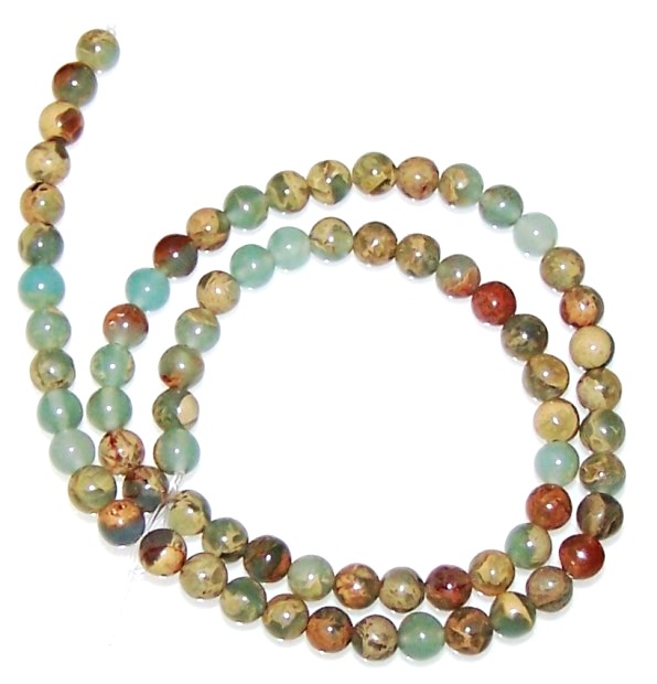 Aqua Terra Jasper 6mm Rounds - Impression Jasper - African Opal