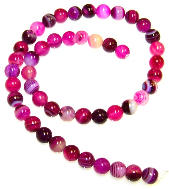 Fuchsia Striped Agate 8mm Rounds